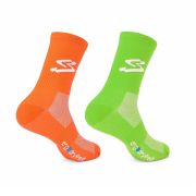 Spiuk - Set sosete ciclism lungi TOP TEN LONG 2 PACK - verde portocaliu intens