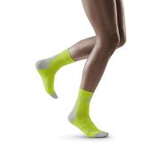 CEP - sosete scurte de compresie 16cm, pentru femei Short Socks 3.0 - verde intens lime gri deschis