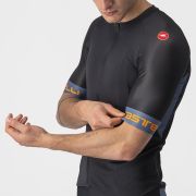 Castelli - tricou pentru ciclism cu maneca scurta Entrata IV - negru albastru portocaliu