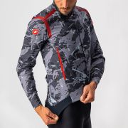 Castelli - Jacheta ciclism vreme rece si vant, maneca lunga Perfetto Ros LS jacket - camuflaj gri negru albastru rosu