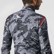 Castelli - Jacheta ciclism vreme rece si vant, maneca lunga Perfetto Ros LS jacket - camuflaj gri negru albastru rosu