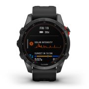 Garmin - fenix 7s Solar ceas multisport cu GPS - ramă gri închis si curea din silicon neagră