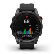 Garmin - fenix 7s Solar ceas multisport cu GPS - ramă gri închis si curea din silicon neagră