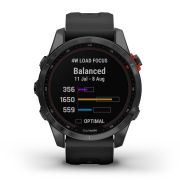 Garmin - fenix 7s Solar ceas multisport cu GPS - ramă gri închis si curea din silicon neagră