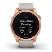 Garmin - fenix 7s Solar ceas multisport cu GPS - ramă rose gold si curea din silicon crem