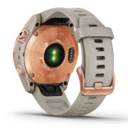 Garmin - fenix 7s Solar ceas multisport cu GPS - ramă rose gold si curea din silicon crem