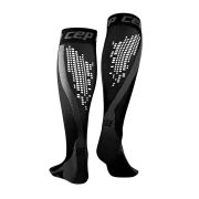 CEP - Sosete compresie alergare cu elemente refectorizante pentru femei Nighttech women socks - negru gri reflect
