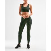 2XU - Bustiera sport femei XVENT Crop - Reverse Mesh/ verde inchis Olive