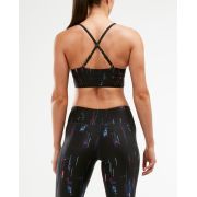 2XU - Bustiera sport pentru femei Perform Crop Frequency Boysenberry - negru multicolor