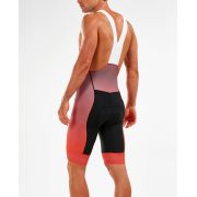 2XU - pantaloni scurti ciclism Elite Cycle Bib Shorts - negru mesh texturat portocaliu