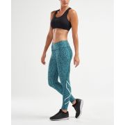 2XU Colanti compresie Print talie medie W - albastru-alb