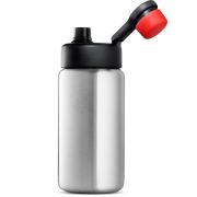 Woom - set suport bidon bicicleta copii si bidon metalic Glug - gri argintiu negru