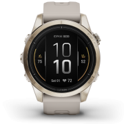 Garmin - epix Pro 42mm Gen 2s Sapphire smartwatch premium AMOLED - ramă Soft Gold si curea din silicon crem