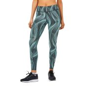 2XU - Colanti de compresie cu buzunar si talie medie pentru femei - Mid-Rise Print Tight with Storage - negru alb