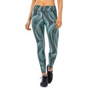 2XU - Colanti de compresie cu buzunar si talie medie pentru femei - Mid-Rise Print Tight with Storage - negru alb