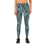 2XU - Colanti de compresie cu buzunar si talie medie pentru femei - Mid-Rise Print Tight with Storage - negru alb