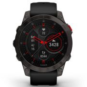 Garmin - Epix Gen 2 Sapphire smartwatch premium cu GPS si AMOLED - ramă gri din titanium DLC, carcasă neagră si curea din silicon neagră