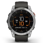 Garmin - Epix Gen 2 smartwatch premium cu GPS si AMOLED - ramă argintie din oţel inoxidabil, carcasă neagră si curea din silicon