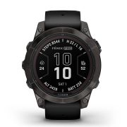 Garmin - fenix 7 Pro Sapphire Solar smartwatch premium cu incarcare solara 47mm - ramă negru gri din titanium DLC si curea din silicon neagră