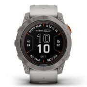 Garmin - fenix 7x Pro Sapphire Solar smartwatch premium cu incarcare solara 51mm - ramă din titanium si curea din silicon gri|portocaliu