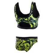 Orca - Costum de baie doua piese pentru Femei Bra &amp; Bikini - print albastru royal verde lime