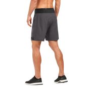 2XU - Pantaloni scurti compresie alergare 2 in 1 barbati Comp 7" Shorts - gri Charcoal negru