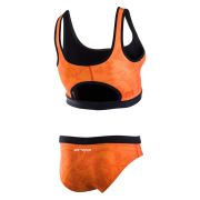 Orca - Costum de baie doua piese pentru Femei Bra &amp; Bikini - print portocaliu negru