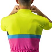 Castelli - tricou ciclism maneca scurta A Blocco - galben fluo magenta albastru