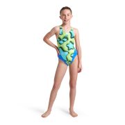 Arena - costum baie intreg pentru fete - Star Shaped Swimsuit Swim Tech - Blue River I Soft Green I Multi