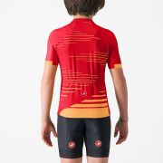 Castelli - tricou ciclism maneca scurta copii - Aero Kid Jersey - rosu | portocaliu