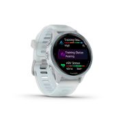 Garmin Forerunner 570 - 42 mm - ceas multisport cu GPS si AMOLED - alb Cloud Blue Aluminium with Translucent Whitestone | Cloud Blue Band