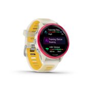 Garmin Forerunner 570 - 42 mm - ceas multisport cu GPS si AMOLED - alb mango roz Raspberry Aluminium with Translucent Bone | Mango Band
