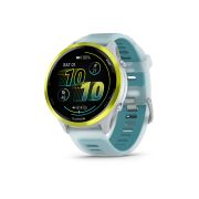 Garmin Forerunner 570 - 47mm - ceas multisport cu GPS si AMOLED - alb Amp Yellow Aluminium with Translucent Whitestone | Turquoise Band