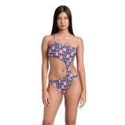 Arena - costum inot femei intreg - Logotype Swimsuit Single Shoulder - White Multi-Black