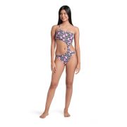 Arena - costum inot femei intreg - Logotype Swimsuit Single Shoulder - White Multi-Black