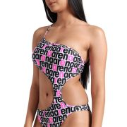 Arena - costum inot femei intreg - Logotype Swimsuit Single Shoulder - White Multi-Black