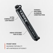 Lezyne - mini pompa - Hand Pump CNC Pocket Drive - 160 psi | 11 bar - negru