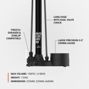 Lezyne - pompa podea - Macro HV Floor Drive DV - manometru - Schrader I Presta - negru - 100 psi