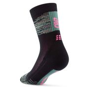 CEP - sosete compresie medii - paris vibes 80`s socks mid cut W - black | green mix
