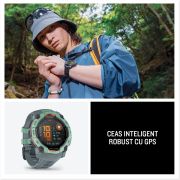 Garmin INSTINCT 3 - 50 mm AMOLED - Whitestone cu curea neagră / albastru intens - smartwatch robust cu GPS