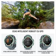 Garmin INSTINCT 3 - 50 mm AMOLED - Whitestone cu curea neagră / albastru intens - smartwatch robust cu GPS