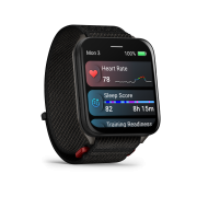 Garmin - Venu X1 - smartwatch cu GPS și AMOLED - Negru cu spate din titan argintiu și curea din nailon ComfortFit neagră
