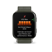 Garmin - Venu X1 - smartwatch cu GPS și AMOLED - Moss cu spate din titan argintiu și curea din nailon ComfortFit Moss