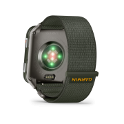 Garmin - Venu X1 - smartwatch cu GPS și AMOLED - Moss cu spate din titan argintiu și curea din nailon ComfortFit Moss