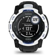 Garmin INSTINCT 3 - 50 mm Solar - Whitestone cu curea neagră/albastru intens - smartwatch robust cu GPS