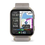 Garmin Venu X1 | Soft Gold cu spate din titan și curea din nailon French Gray