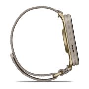 Garmin Venu X1 | Soft Gold cu spate din titan și curea din nailon French Gray