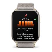 Garmin Venu X1 | Soft Gold cu spate din titan și curea din nailon French Gray