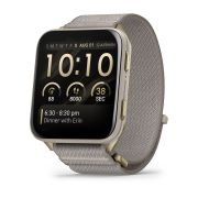 Garmin Venu X1 | Soft Gold cu spate din titan și curea din nailon French Gray