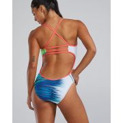 Costum înot întreg femei TYR Bravura Durafast Elite - alb/multicolor | rezistent clor